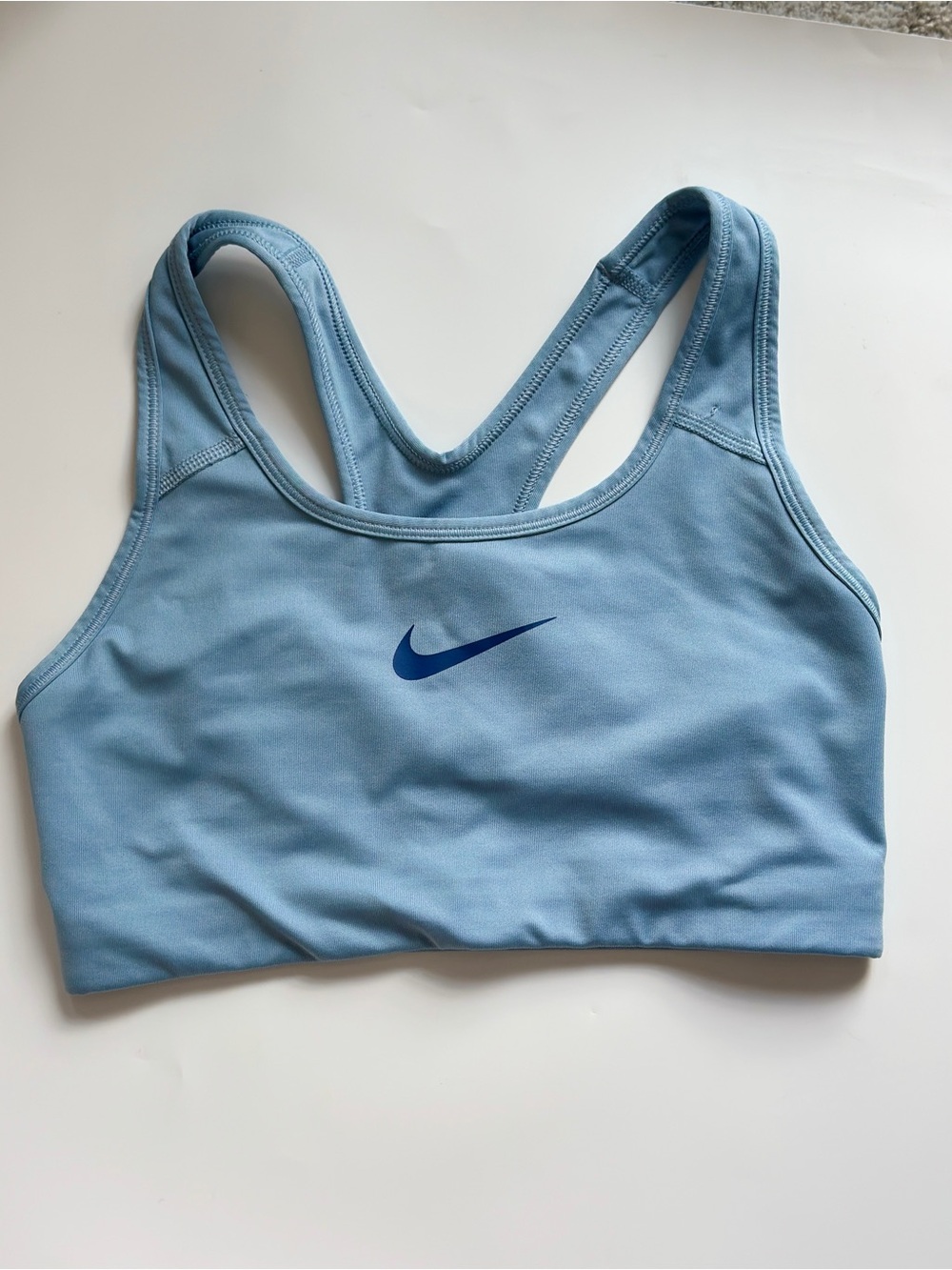 Nike Light Blue Sports Bra with Blue Swoosh Size Small